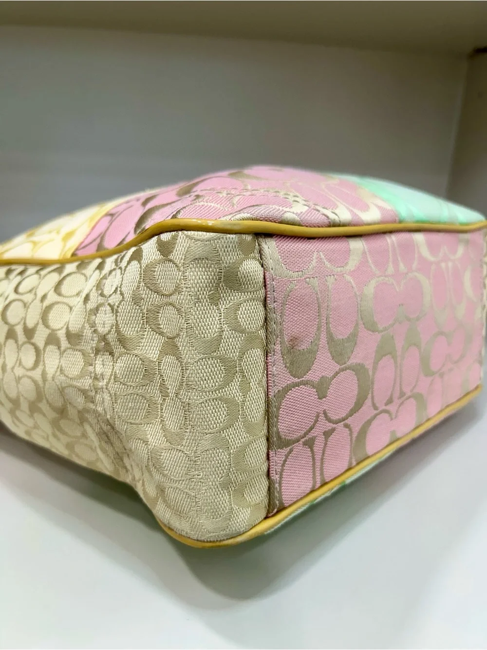 Coach Spring Y2K Signature Pastel Patchwork Turnlock Gallery Tote Shoulder Bag